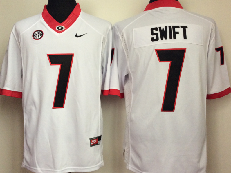 NCAA Men Georgia Bulldogs White #7 swift style 2->ncaa teams->NCAA Jersey